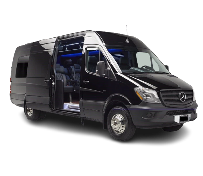 Mercedes-Benz Sprinter luxury van with its sliding door open
